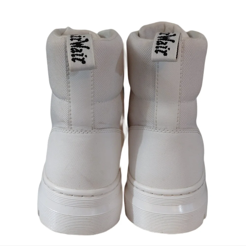 Dr. Martens Combs White Combat Boots Men's Size 8.5 High-Top Lug Sole Boots